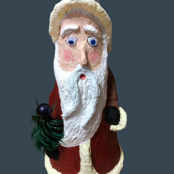 Paper Mache Santa Father Christmas Decoration Holiday Figurine 2007 R Gillum 10" - Picture 2 of 16